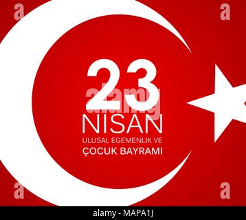 23. Nisan cocuk baryrami. Übersetzung: Türkisch 23. April Tag der Kinder Vector Illustration Stock Vektor