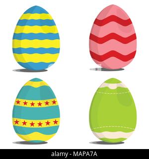 Satz von Ostereiersuche Symbol. Easter Egg Label auf weißem Hintergrund. Cartoon Stil. Vector Illustration. Stock Vektor