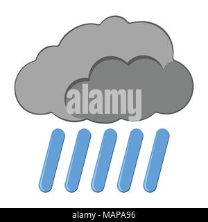Regen mit Cloud-Symbol. Wetter label für Web auf weißem Hintergrund. Cartoon Vector Illustration. Stock Vektor