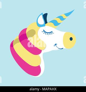 Einhorn Symbol. Fantasy Welt des Einhorns. Cartoon Stil. Vector Illustration. Stock Vektor