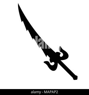 Schwert Symbol. Etikett der Phantasie und der mittelalterliche Waffe. Einfache Stil. Vector Illustration Logo. Stock Vektor