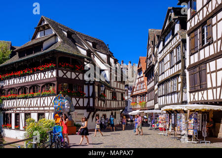 16. jahrhundert Renaissance Fachwerkhäuser, rue des Dentelles, Schnürsenkel Street, La Petite France, Straßburg, Elsass, Frankreich, Europa, Stockfoto