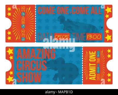 Circus Tickets. Vintage Vector Illustration. Stock Vektor