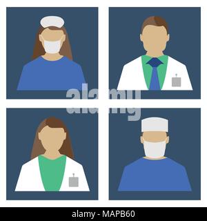 Ärzte eingestellt. Medizinische Objekt Flachbild-Symbol. Vector Illustration Stock Vektor