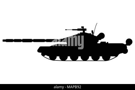 Tank Silhouette. Militärische Ausrüstung Symbol. Vector Illustration. Stock Vektor