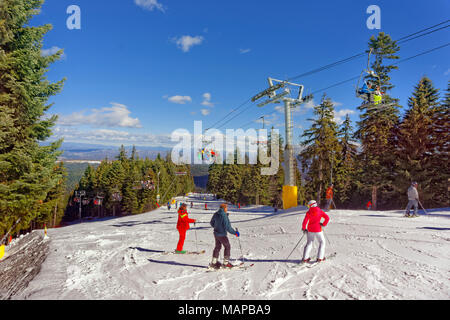 Martinovi Baraki 1 Skipiste in Borovets Ski Resort, Targovishte, Bulgarien. Stockfoto