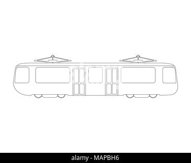 Straßenbahn flachbild Symbol und Logo. Überblick Vector Illustration. Stock Vektor