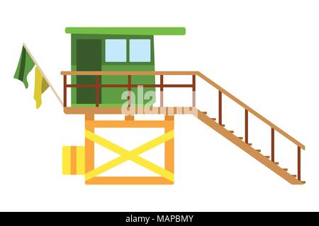 Baywatch Haus Flachbild-Symbol. Cartoon Vector Illustration. Stock Vektor