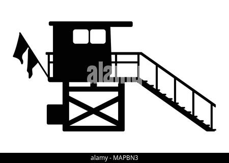 Baywatch Haus Flachbild-Symbol. Silhuette Vector Illustration. Stock Vektor