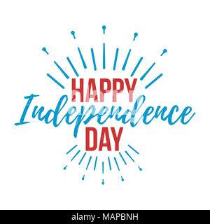 Happy Independence Day Grußkarte mit der Schriftart. Vector Illustration. Stock Vektor