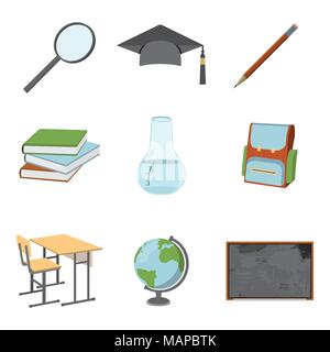 Satz von Schulen aus der Schultasche. Vektor Cartoon Illustration. Stock Vektor