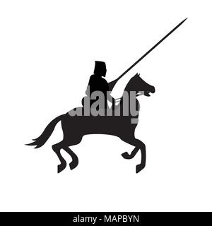 Ritter Krieger Silhouette auf weißem Hintergrund. Isolierte Vector Illustration. Stock Vektor