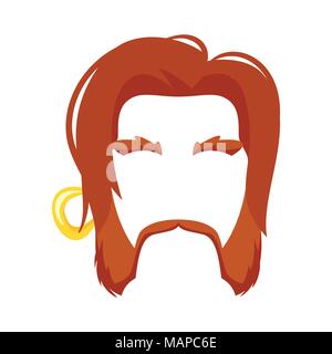Vektor cartoon Style lustige Pirat Gesicht Element oder Karneval Maske. Deko Objekt für Ihr selfie foto und video chat Filter. Rote Haare, schnurrbärte und Stock Vektor