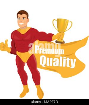 Superhelden zur Genehmigung. Superhelden Daumen hoch geben und Worte Premium Qualität Stock Vektor