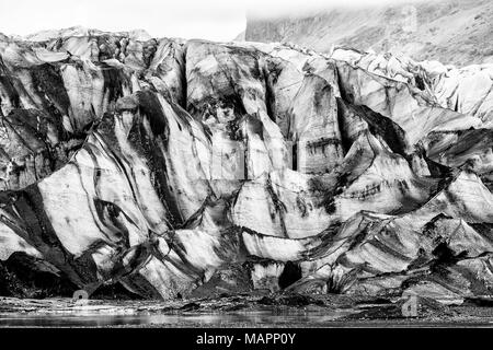 Asche bedeckt Skaftafellsjokull Gletscher Vatnajökull National Park, Island Stockfoto