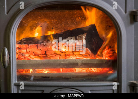 Protokolle Brennen in einem Kaminfeuer Stockfoto