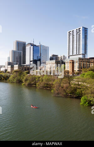 Austin Texas City Skyline und den Colorado River, Downtown, Austin, Texas, USA Stockfoto