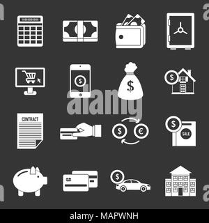 Kredit Icons Set grau Vektor Stock Vektor