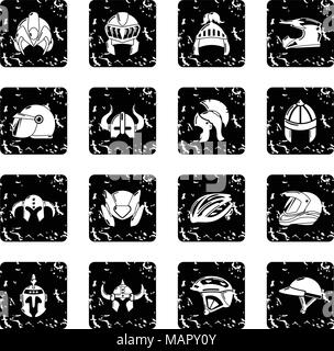 Helm Icons Set grunge Vektor Stock Vektor