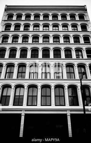 Die Fassade der Gusseisen Gebäude in Philadelphia. Stockfoto