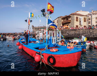 Embarcacion de la Virgen del Carmen, Wasser Prozession, Puerto de la Cruz, Teneriffa, Kanarische Inseln, Spanien, Atlantik, Europa Stockfoto