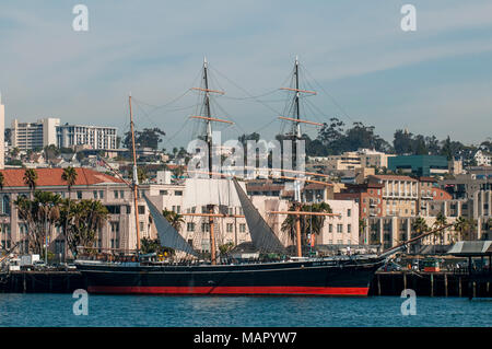 Stern von Indien Clipper Ship (Rinde), Seaport Village, San Diego, Kalifornien, Vereinigte Staaten von Amerika, Nordamerika Stockfoto