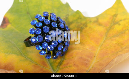 Bild eines Schmuck- und Herbst Blatt auf weißem Hintergrund Stockfoto