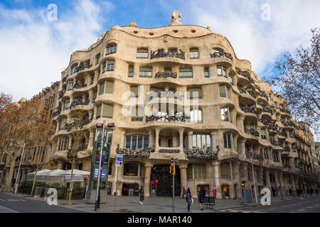 Casa Mila (La Pedrera) (Steinbruch) von Antoni Gaudi, UNESCO-Weltkulturerbe, Paseo de Gracia Avenue, Barcelona, Katalonien, Spanien, Europa Stockfoto