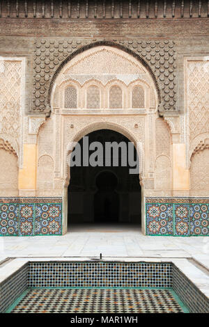 Medersa Ben Youssef, Madrasa, 16. Jahrhundert Hochschule, UNESCO-Weltkulturerbe, Marrakesch (Marrakesch), Marokko, Nordafrika, Afrika Stockfoto