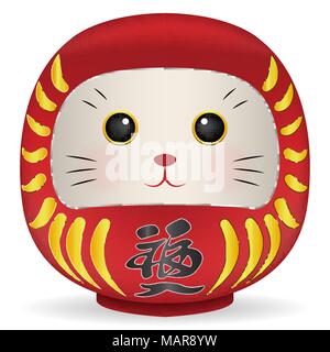 Japan Daruma Puppe mit cat face Vector Stock Vektor