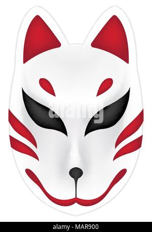 Japan fox Kitsune Maske auf weißem Hintergrund Stock Vektor