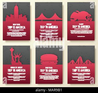 Satz von USA Land ornament Abbildung Konzept. Kunst traditionelle, Plakat, Buch, Plakat, abstrakte, osmanische Motive, Element. Vektor dekorative ethnischen Grußkarte oder Einladung design Hintergrund. Stock Vektor