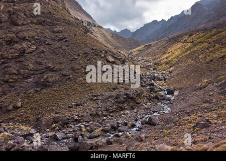 Toubkal Nationalpark Trek durch Werte und Gipfel des Hohen Atlas in Marokko Stockfoto