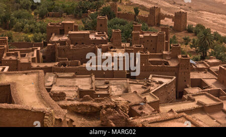 Luftaufnahme von berberdorf Ait Ben Haddou, Weltkulturerbe der Unesco in Marokko Stockfoto
