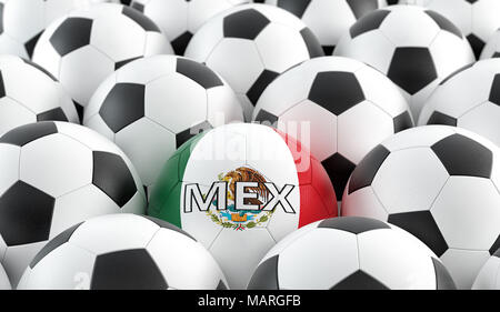 Fußball in der mexikanischen nationalen Farben - 3D-Rendering Stockfoto
