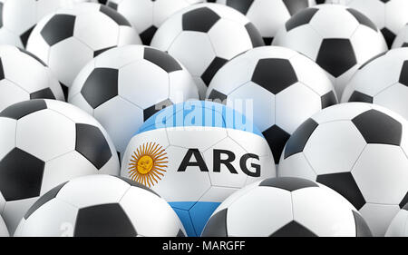 Fußball in Argentinas nationalen Farben - 3D-Rendering Stockfoto