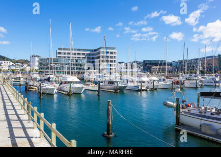 WELLINGTON NEUSEELAND marina Yachten vor Anker in Chaffers marina Clyde Waterfront Quay wharf Wellington Wellington Neuseeland Stockfoto