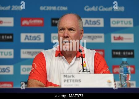 Queensland, Australien. 4. April 2018. Mark Peters (Geschäftsführer, Gold Coast 2018 Commonwealth Games Corporation). Mannschaft Schottland Pressekonferenz. Main Press Center. Gold Coast 2018. Queensland. Australien. 04.04.2018. Credit: Sport in Bildern/Alamy leben Nachrichten Stockfoto