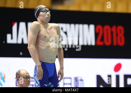 Kosuke Hagino, 3. APRIL 2018 - Schwimmen: JAPAN SCHWIMMEN 2018 Männer 400 m Freistil Finale bei Tatsumi International Swimming Centre, Tokyo, Japan. (Foto von YUTAKA/LBA SPORT) Stockfoto