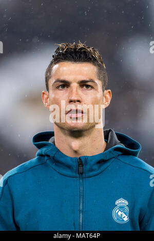 Cristiano Ronaldo dos Santos Aveiro von Real Madrid im Viertel der Uefa Champions League - Finale, 1 Bein, Übereinstimmung zwischen Juventus 0-3 Real Madrid bei der Allianz Stadion am 3. April 2018 in Turin, Italien. Credit: Maurizio Borsari/LBA/Alamy leben Nachrichten Stockfoto