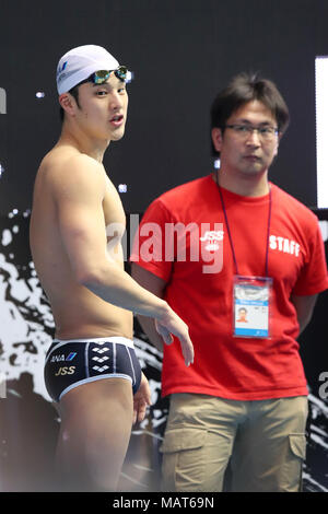 Tatsumi International Swimming Centre, Tokyo, Japan. 3 Apr, 2018. Daiya Seto, 3. APRIL 2018 - Schwimmen: JAPAN SCHWIMMEN 2018 Ausbildung bei Tatsumi International Swimming Centre, Tokyo, Japan. Credit: YUTAKA/LBA SPORT/Alamy leben Nachrichten Stockfoto