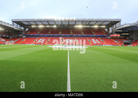 Anfield, UK. 4 Apr, 2018. Anfield, Liverpool, England; Champions League Viertelfinale, Hinspiel, Liverpool gegen Manchester City; Anfield Credit: Aktuelles Bilder/Alamy leben Nachrichten Stockfoto