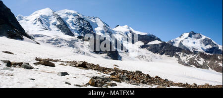 Panorama Mountain Landschaft mit hohen Alpengipfel und zerrissen und wilde Gletscher Stockfoto