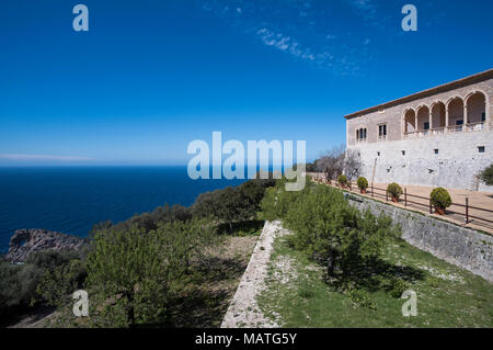 Mallorca, Finca Son Marriog bei Valldemossa, Blick vom Marmorpavillon in den Palast Stockfoto