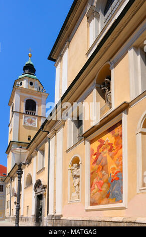 Ljubljana, Slowenien. Kathedrale des Heiligen Nikolaus (Cerkev Sv 06 / 1701 / Nikolaja, Arch: Andrea Pozzo) Stockfoto