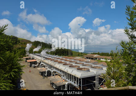 Portugal, Azoren, Sao Miguel Island, Ribiera Grande Geothermiekraftwerk, Ponta Delgada Stockfoto