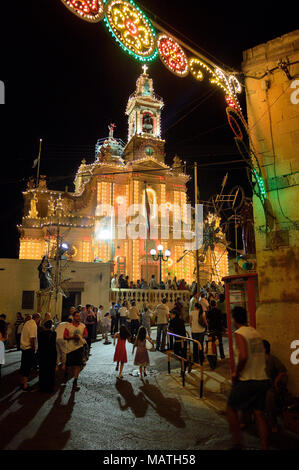 Religiöses Fest in Fontana Dorf Gozo Malta Stockfoto