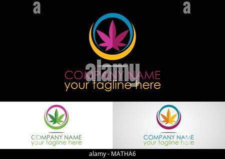 Farbige Marihuana Logo Design. Stock Vektor