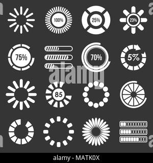 Laden bars und Preloader Symbole grau Vektor einrichten Stock Vektor
