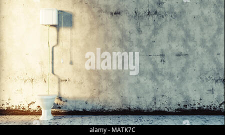 Alten grunge Badezimmer Hintergrund, 3D-Rendering Stockfoto